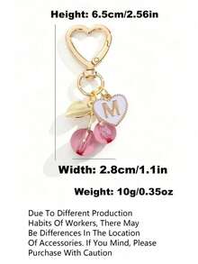 Hochwertiger modischer süßer Kirsche Gold Schmetterling Taschenanhänger - Kirsche Schlüsselanhänger stilvoller Rucksack Anhänger Dekoration, Schlüsselanhänger, Taschenanhänger Legierung Anhänger A-Z Buchstabe, Kopfhörer Anhänger, Auto Anhänger, Dekorativer Anhänger, Kirsche Schlüsselanhänger, Taschenzubehör, mit Taschenklemme, glänzendes Harz und Metall Accessoires, geeignet für Frauen Geldbörse und Tasche, Rucksack Zubehör - Verschiedenfarbig - Übersicht 10