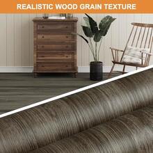 Vinyl Flooring Roll Peel And Stick - 15.7" X 393.7" 43 Sq.Ft Removable Self-Adhesive Wear-Resistant Vinyl Floor Tiles Wood Plank Waterproof For Bathroom Kitchen... Deep Gray Brown - DeepGrayBrown - View 2
