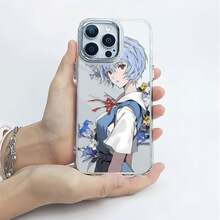 Funda para teléfono con estampado floral de chica anime, compatible con teléfonos ,  17,  16 Pro Max,  15 Pro Max,  13 y  12. Fabricada en TPU, ofrece protección contra golpes y caídas. Perfecta para amantes del anime, regalos para amigos, regalos de cumpleaños o cualquier ocasión especial. - transparente - Ver 5