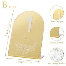 5 x 7 英寸亚克力金色镜面桌号牌，带支架，优雅婚礼装饰，宴会厅中心摆件