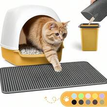 2-Layer Waterproof Anti-Pee Collector Cat Litter Mat. The Double-Layer Honeycomb Design Helps Collect The Litter. Just Pick Up The Mat And All The Litter Will Fall Off, Then Dump It Back Into The Litter Box For Reuse. No More Litter Sticking To My Feet Every Day! The Large Holes Are Big Enough To Trap And Contain The Litter. - Dark Grey - View 13
