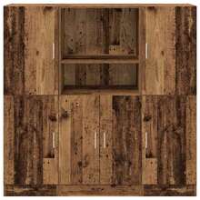 3 Piece Kitchen Cabinet Set Old Wood Engineered Wood - Brown - View 6