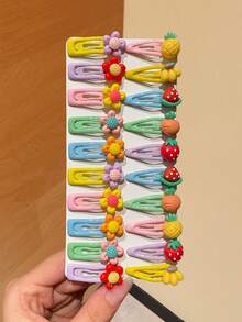 20 piezas Pinzas para el cabello con diseño floral, Pinzas para el cabello con diseño de fruta dopamina, Pinzas para el cabello pequeñas de 3,5 cm lindas con forma de caimán, Adecuadas para uso diario, Día de San Valentín, Año Nuevo, Regalos de cumpleaños, Pinzas de garra, Pasadores para el cabello, Barrettes
