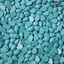 20pcs 8-10mm Heart, Teardrop & Round Shaped Natural Stone Cabochons, Semi-Bezel Setting, DIY Jewelry Supplies - Blue and White - View 7