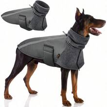 YAUTOWT Abrigo de Invierno para Perros Calido Forro Polar Chaqueta para Exteriores con Bufanda de Cuello Alto Rayas Reflectantes Chaleco Cachorros Trajes Perros Pequeños Medianos Grandes - Gris-Nuevo+S - Ver 7