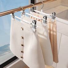 10pcs Non-Marking Coated Pants Hangers, Multi-Functional Retractable Trouser Clips, Stainless Steel Non-Slip Non-Marking Skirt Hangers For Home Use