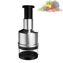 Garlic Press Onion Chopper Hand Chopper For Vegetables - Stainless Steel Nut Chopper Manual Hand Food Chopper - Silver - View 3