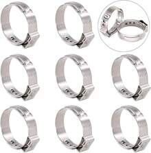 Swpeet 35 abrazaderas de manguera de acero inoxidable 304 de 15.3 a 18.5 mm, kit surtido de abrazaderas de manguera de crimpado, herramientas de ajuste de prensado, perfectas para automoción, línea de - 8,8-10,5 mm - Ver 11