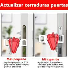 FELIN cerradura de puerta portatil, cerraduras  para viajes se adaptan a todo tipo de puertas y aumentan la  su estancia, ideal para hoteles, B&B, hogares, pisos,casas - Rojo - Ver 7