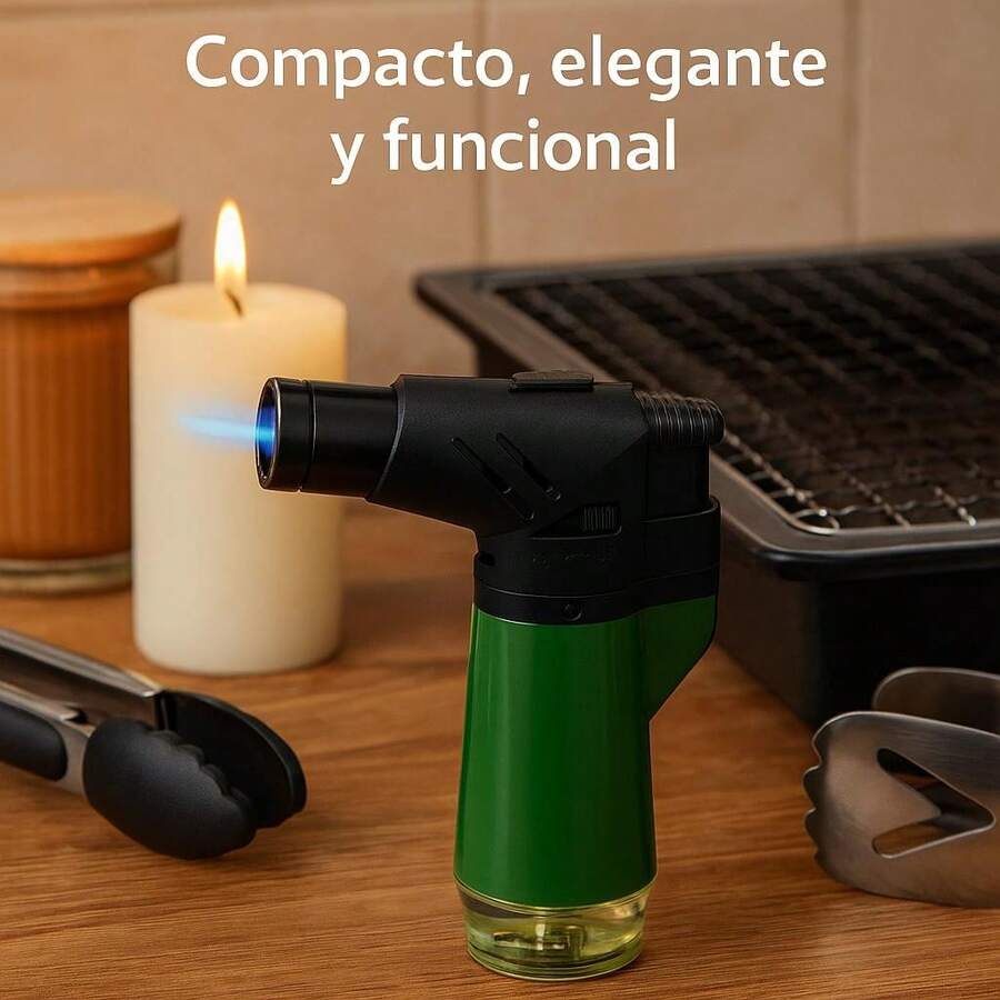 1 encendedor tipo soplete rellenable, compacto y practico para cocina, barbacoas y camping - Multicolor - Ver 1