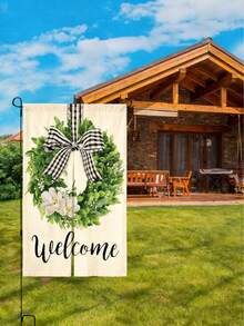 One Farmhouse-Style Country Welcome Garden Flag (Flagpole Not Included). This Welcome Flag Is Perfect For Decorating Your Front Porch, Backyard Garden, Spring Patio Party, Fall Harvest Party, Or Year-Round Entrance Decoration, Infusing Your Space With A Warm And Inviting Country Charm To Welcome Every Guest. - Multicolor - View 6