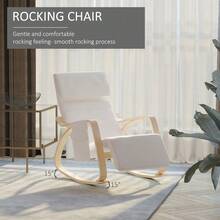Rocking Lounge Chair | Adjustable Footrest Recliner | Cream White Relaxation Chair | Patio Outdoor Rocker - Default - View 4