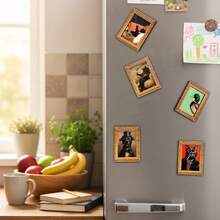1 Piece Of Elegant Black Cat Fridge Magnet, Small Creative Framed Decoration, Cat Enjoying Wine, High-Quality Wood, Fun Kitchen Ornament, A Must-Have For Cat Lovers - 3.15英寸*2.36英寸 - 查看 9