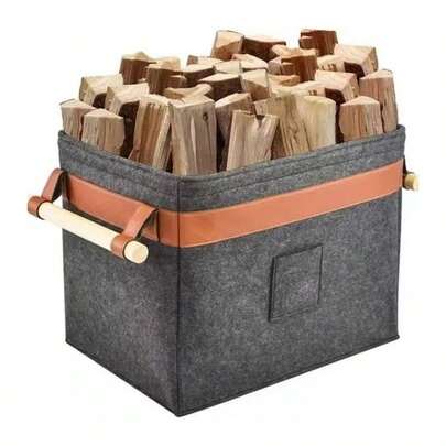 Basket Large Wood Carrier, Modern Fireplace Log Holder Large Capacity Firewood Carrier, Decorative Indoor Fir...