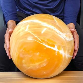 1 st orange kalcitkristallkula i flera storlekar - unik randig stenkula för heminredning, presenter och samlarobjekt, perfekt som kristallpresenter till vänner