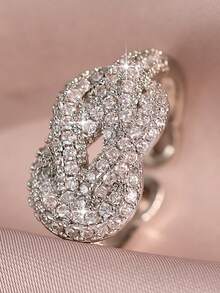1pc Luxury Tie A Knot Zirconia Sparkling Cuff Ring For Women Couples New Fashion Romantic Elegant Wedding Party Bride Jewelry Gifts