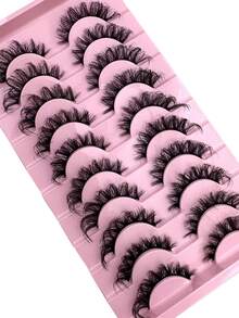 10Pairs Manga Lashes Faux Mink Eyelashes Cat Eye Eyelashes Natural Full False Eyelashes Volumized Eyelash Extension Travel Essentials Makeup Tools - 眼尾拉長款 - 查看 5