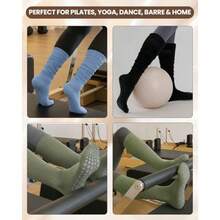 Eurzom - 6 pares de calcetines de pilates con empuñaduras para mujer calcetines largos de yoga antideslizantes para yoga barra entrenamiento en casa hospital - como en la foto - Ver 5