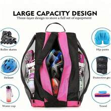 This Unisex Skate Bag Is Perfect For Ice Skates, Roller Skates, And Inline Skates. The Spacious, Three-Layer Design With Adjustable Shoulder Straps Offers Ideal Storage For Roller Skates, Ice Skates, Quad Skates, Inline Skates, Figure Skates, And Hockey Skates. Lightweight And Roomy, It Can Also Be Used As A Skateboard Bag. The Perfect Gift For Outdoor Sports Enthusiasts And Skaters. - 黑色 - 查看 4