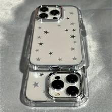 Funda para teléfono: Estrella gris, compatible con iPhone 17/13/12/11/16 Pro Max/15 Pro/14 PLUS, absorción de impactos, antideslizante, ligera, diseño de moda nuevo, protección unisex de alta calidad en TPU carcasa gris con estrella, estilo minimalista, protege contra caídas y rayones, perfecta para oficina, escuela y ocasiones especiales - transparente - Ver 1