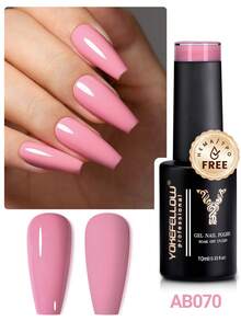 YOKEFELLOW TPO-Free & HEMA-Free 10ml Gel Nail Polish, Pink Nails All Seasons Semi Permanent Manicure Nail Gel Polish Soak Off UV LED Nail Art Salon DIY For Women Girls -AB070