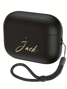 [Customized]Personalized Custom Luxury Name Letter Customized Cover Compatible With 1 2 3 4 Pro 2 Pro 3 Lychee Pattern TPU Earphone Case