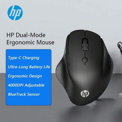 HP Ergonomic Bluetooth Wireless Multi-Mode Office Mouse, Quiet And Compatible With Laptops And Desktops, Flagship Model, BlueTrack Sensor, Multi-Device Connectivity Wireless Mouse [Dual-Mode BlueTrack Sensor]