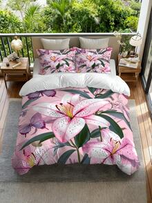 2/3pcs Artistic Floral Pattern Digital Modern Print Bedding Set, 1*Duvet Cover + 1/2 Pillowcase (Excluding Comforter And Pillow Insert) - Multicolor - View 4
