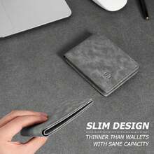 ¡RecomendadoGostwo - portafolios delgada para hombre con bolsillo frontal de piel minimalista para ventana de identificación, Gris (Grey Vintage), Una talla, Minimalista¡Top de Temporada - Caquí - Ver 6