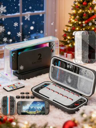 Switch 2 Bundle Accessory Set For Switch 2 Console With Switch 2 Carry Case, Switch 2 Protective Cover, Switch 2 Dust Cover Dock, Switch 2 Screen Protector For Switch 2 Ect,Christmas Gifts For Male/Female Friends