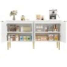 Modern And Simple Sideboard, Modern Sideboard Cabinet, Buffet Storage Set For Living Room, 140L X 38W X 75H (Cm) - 白色 - 查看 3