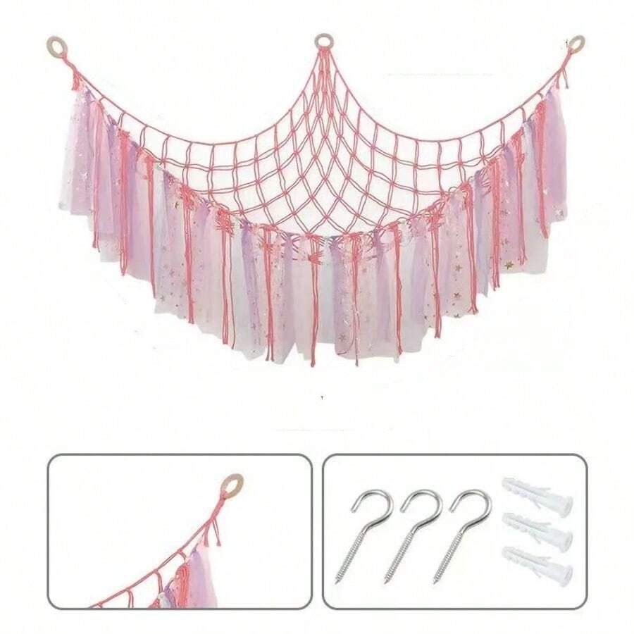 Stuffed Animals Net Or Hammock , 59 Inch Toy Hammock Net For Stuffed Animals Corner Hanging Stuffed Animal Storage Stuffed Animal Holder For Nursery Kids Bedroom - Pink - View 1