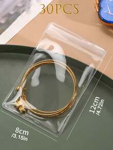 100/50/30/10/5pcs Reusable Pvc Dustproof Jewelry Bags, Gradient Color Sealed Jewelry Bags, Suitable For Jewelry, Earrings, Necklaces, Party Packaging.