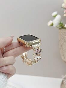 1条女士女孩油画不规则彩色几何方块弹力表带，兼容苹果手表表带系列11/10/9/8/7/6/5/4/3/2/1，尺寸38mm/40mm/41mm/42mm/44mm/45mm/46mm/49mm，适用于Ultra 1/2/3/SE，可替换原装表带，是送给女友、朋友和家人的新年、圣诞节、情人节、生日和母亲节的最佳礼物（仅含表带）。 - 咖金 - 查看 6