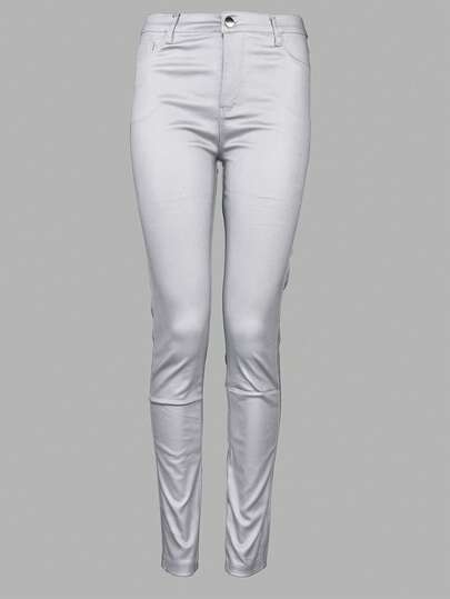 Metallic Rave High Waist PU Leather Skinny Panty Pants