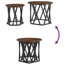 Tavolino laterale vidaXL, 2 pezzi, in composito di legno di rovere affumicato e acciaio - nero - Visualizzare 8