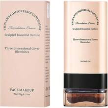 Color Changing Foundation Stick,2-In-1 White Stick Foundation,Dual-Ended Full Coverage Hydrating Concealer Balm With Brush, Moisturizing Makeup Cover Cream Balm For All Skin Types - Natural - Ver 2