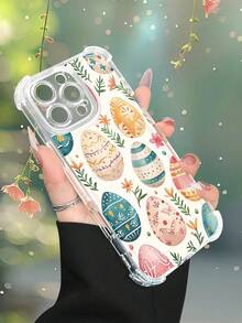 1 pieza Funda de teléfono con diseño de huevos de Pascua coloridos y flores, estilo campestre y festivo, funda transparente resistente a golpes, ligera y con corte preciso, compatible con iPhone 17/16/15/14/13/12/11/XS/XR/X/PLUS/PRO/PROMAX, compatible con Galaxy A34/A35/A54/A55, Galaxy S20/S21/S22/S23/S24 Ultra/Plus, compatible con Moto/Galaxy/Redmi/Honor/OPPO, regalo de fiesta - transparente - Ver 8