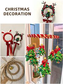 4pcs Beige Dreamcatcher Style Bamboo Wreath Decor Rings, Suitable For Outdoor Lawn, Wedding Hanging Decorations Like Feathers, Vines, Ribbons, Balloons, Or Indoor Wall, Bedroom Decor, Wind Chimes, Rustic Ornaments, DIY Embroidery Hoops - Apricot - View 6