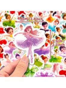 50pcs Dance Graffiti Stickers, Ballet Theme Stickers, Suitable For Birthday Party Decoration, Luggage, Skateboard, Phone Case, Etc., Vinyl Waterproof Stickers, Beautiful And Practical, Suitable For Teenagers And Adults, Also Decoration Material For Vision Board. - Multicolor - View 2