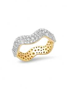 独特优雅的925纯银首饰，镶嵌圆形立方氧化锆，光滑波浪形多层戒指，专为女孩设计 - 鋯環 - 查看 18