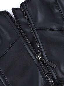 Black Spaghetti Strap Corset Top, Sleeveless Bustier Crop Top, Clubwear, Punk Rave, Adjustable Spaghetti Straps - Black - View 6