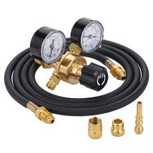 氮气调压器 0-600PSl 1/4" 螺纹气动空气压缩机压力调压器 CGA580 减压黄铜出口带 600cm 软管 - 黑色 - 查看 10