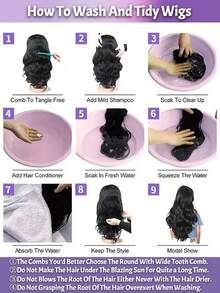 VIOLLY 13"X4" Lace Front Wig, 34" Chocolate Brown Straight Hair, Human Hair Blend With Transparent Lace, Pre-Plucked And Baby Hair, Pre-Bleached High Definition Lace, Brazilian Virgin Hair, Suitable For Daily Wear Or Party - S4 - View 12