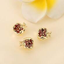 3 件 DIY 石榴石铜镶嵌红色锆石镀 18K 金银首饰吊坠饰品