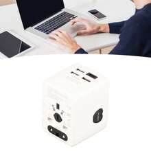 Adaptador De Viaje Internacional, Adaptador De Enchufe Internacional Universal, 3usb+Type-C, Adaptador Us A Europeo Para Italia, España, Francia, Alemania, Grecia - Blanco - Ver 5