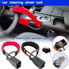 Car Steering Wheel Lock, Anti-Theft Device, Seat Belt Buckle Lock, Steel Cable Lock, Steel Wire Rope Lock, Vehicle-Mounted, Prevent Vehicle Loss And Theft