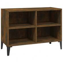 Meuble TV vidaXL avec pieds en métal et chêne fumé, 69,5 x 30 x 50 cm - Camel - Voir 8