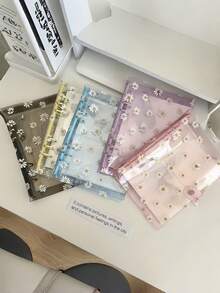 A5 6孔雏菊活页夹封面，带可替换内页的相册套装，DIY收纳笔记本，文具收纳盒 - 彩色 - 查看 8