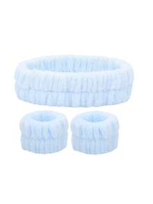 SHEIN X Milania 3pcs Headband Set, 1pc Headband & 2pcs Wristbands, For Washing Face, Facial Cleansing, Makeup Application, Makeup Removal, Travel, Suitable For All Skin Types